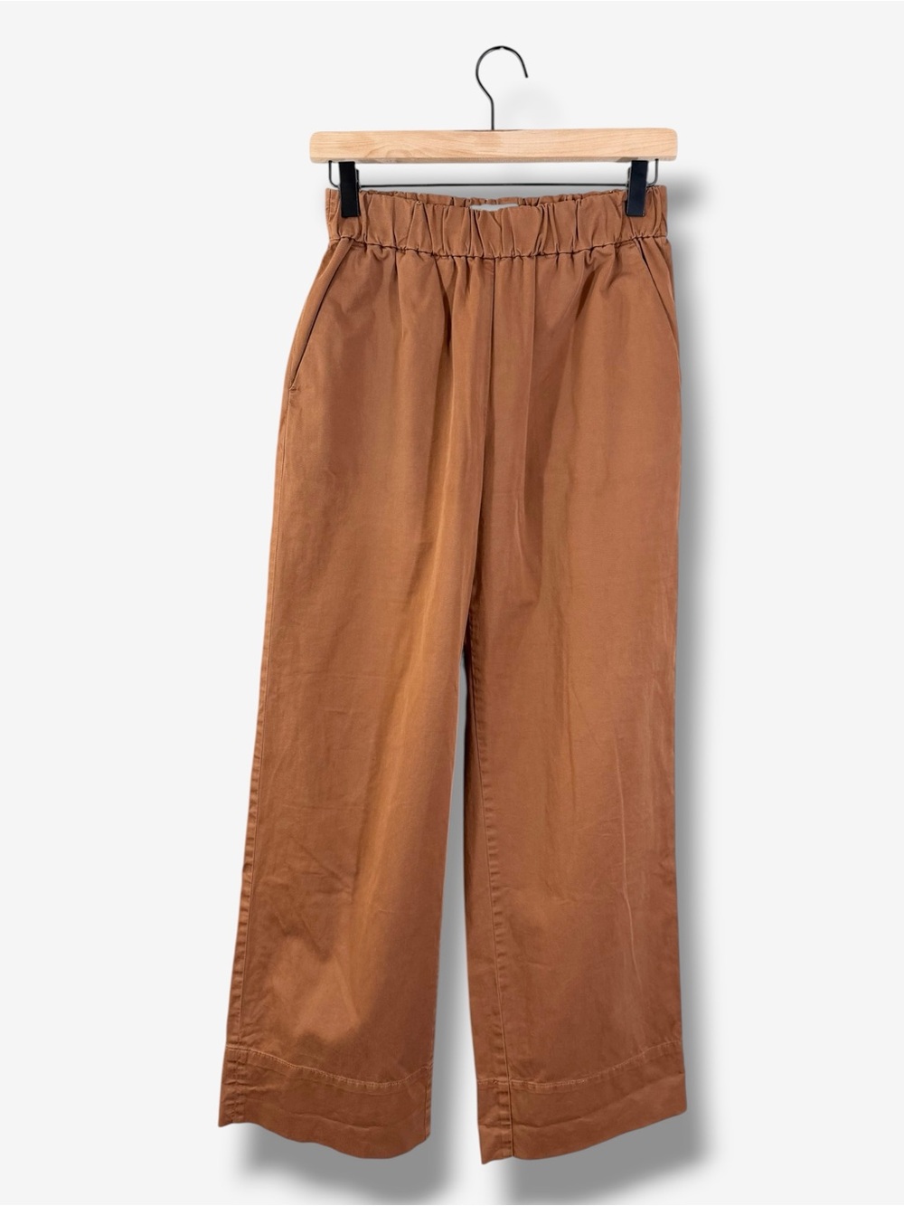 Everlane Organic Cotton Brown Pull On Wide Leg Pants Elastic Waist Size 4